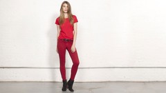 Red woman white background brunettes models