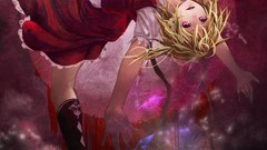 Red woman wings dress blondes pink eyes short hair touhou 