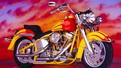 Red yellow vintage Chopper
