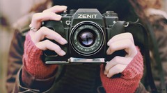 Red zenith photographer zenit old camera zenith film camera 