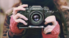 Red zenith photographer zenit old camera zenith film camera 