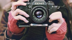 Red zenith photographer zenit old camera zenith film camera 