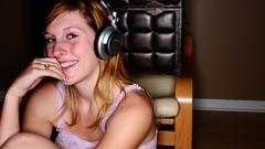 Redheads headphones woman