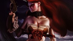 Redheads League of Legends girls with guns fantasy art Miss 