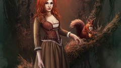 Redheads squirrels fantasy art