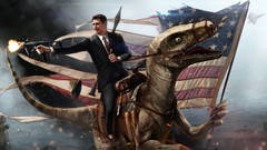 Redneck riding artwork RONALD REAGAN Velociraptor Ronald Wilson 
