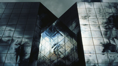 Reflections clouds mirrors architecture