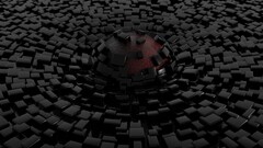 render cgi digital art 3d 3D Blocks 3D Abstract black red Sphere