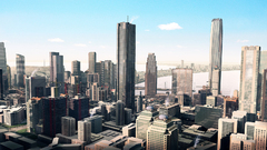 Rendered widescreen cityscapes