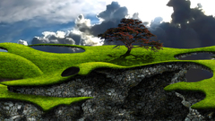 Rendering clouds tree landscape quality 3d alone high