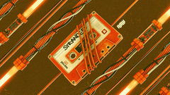 Retro electronics orange cassette