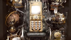 Retro gramophone Cameras mobile television globes teddy bears 