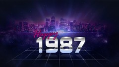 Retro happy 1987 happy new year city skyline