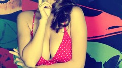 Retro sunglasses pinups Shay Laren red lingerie