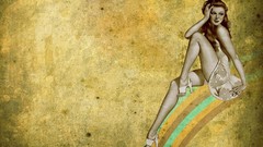 Retro vintage digital art pinups