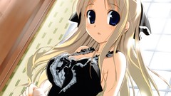 Ribbons anime girls blue eyes underwear