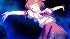 Ribbons anime girls closed eyes school uniforms hoshizora no 