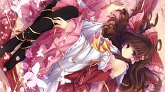 Ribbons anime girls pantyhose hakurei reimu touhou miko video 