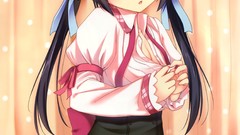 Ribbons anime girls parasol school uniforms pantyhose black 