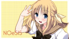 Ribbons blondes anime girls blue eyes school uniforms open 