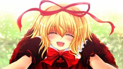 Ribbons blondes anime girls closed eyes touhou rumia video 