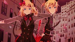 Ribbons blondes blue eyes short hair vocaloid kagamine len 