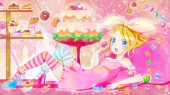 Ribbons blondes blue eyes short hair vocaloid kagamine rin open 