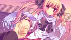 Ribbons blondes scarfs long hair anime girls school uniforms 