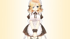 Ribbons blondes skirts anime girls blue eyes maids hair 
