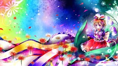 Ribbons blondes skirts anime girls short hair touhou video 