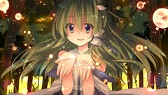 Ribbons blue eyes kochiya sanae green hair touhou hair 