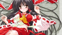 Ribbons blush anime girls brown eyes hakurei reimu touhou black 