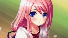 Ribbons blush pink hair anime girls blue eyes scans Kasukabe 