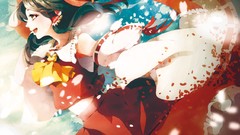 Ribbons brunettes hakurei reimu touhou open mouth miko video 