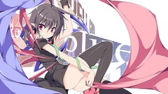 Ribbons brunettes short hair touhou houjuu nue purple eyes 