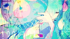 Ribbons closed eyes hatsune miku vocaloid Japanese clothes hair 