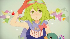 Ribbons green eyes goggles vocaloid green hair Megpoid Gumi