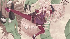 Ribbons kimono long hair pink eyes animal ears tails Japanese 