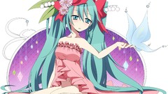 Ribbons long hair barefoot hatsune miku vocaloid twintails hair 