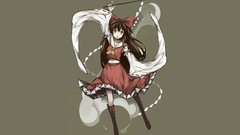 Ribbons long hair brunettes hakurei reimu touhou hair bow 