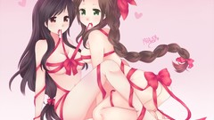 Ribbons long hair green eyes black hair cleavage nude hentai 