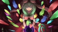 Ribbons long hair green eyes green hair touhou kagiyama hina