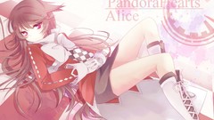 Ribbons long hair pink eyes anime girls boots brunettes pandora 