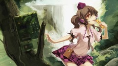 Ribbons outdoors twintails cellphones