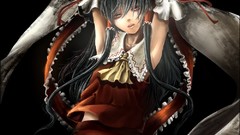 Ribbons pigtails hakurei reimu touhou black hair hair ornaments 