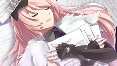 Ribbons pink hair long hair closed eyes vocaloid megurine luka 