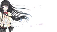 Ribbons skirts anime girls school uniforms mahou shoujo madoka 