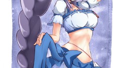 Ribbons skirts purple hair purple eyes thigh highs Pretty Cure 