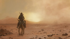 Rider deserts rocks gas