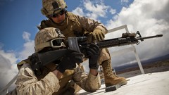 Rifles soldiers clouds military